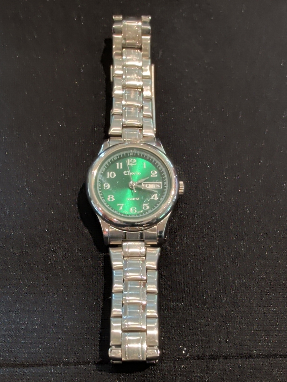 Women's Silver Bracelet Watch with Green Dial